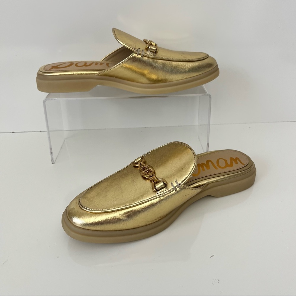 SAM EDELMAN Kira Bit Mule in Gold Metallic Leather NEW - Picture 4 of 14